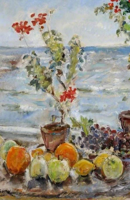 Ethel Walker - Gerani e frutta, Robin Hood's Bay, North Yorkshire, University of Hull Art Collection